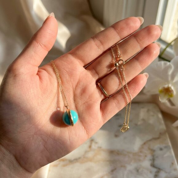 gorjana 18K Gold Plated Turquoise & Bar Pendant Necklace | Adj 20" | NWOT B9 - Picture 3 of 9